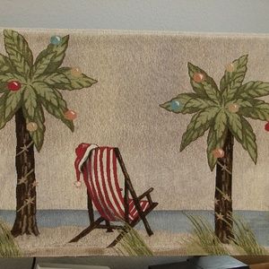 Christmas Holiday Tropical Beach Scene Coastal Wall Hang Tapestry and Hang Rod